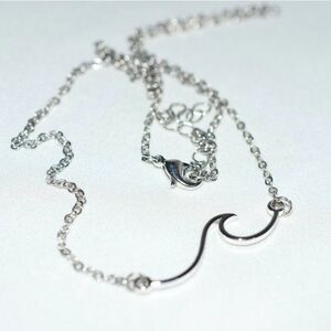 Smashing Ocean Wave Silver Tone Link 20" Surfer Beach Casual Unisex Necklace